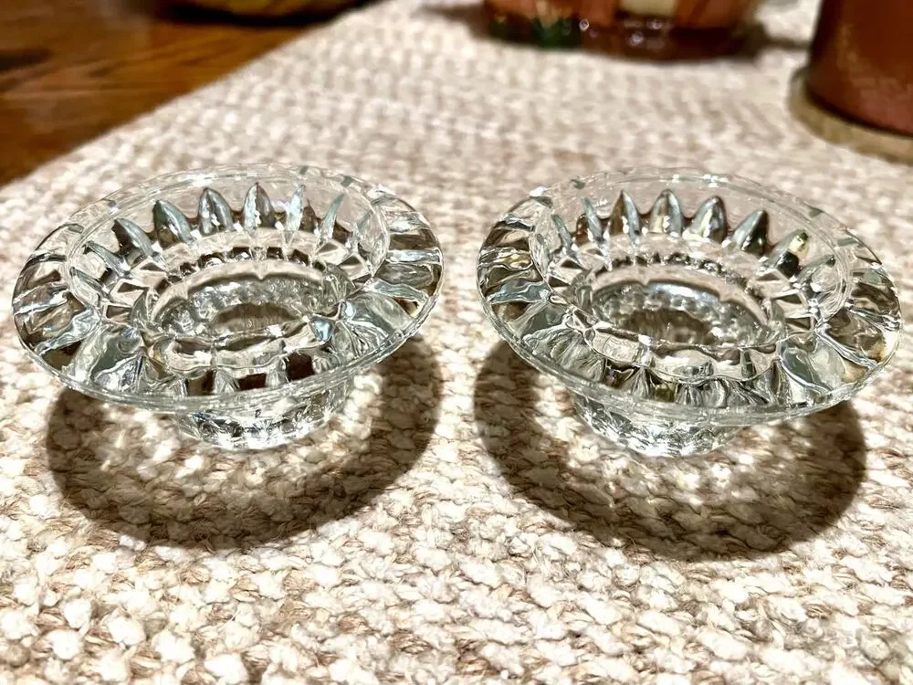 Vintage KIG Malaysia Crystal Candle Holders - Set of 2